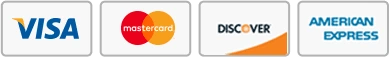 Visa, Mastercard, American Express and Discover accepted at the checkout